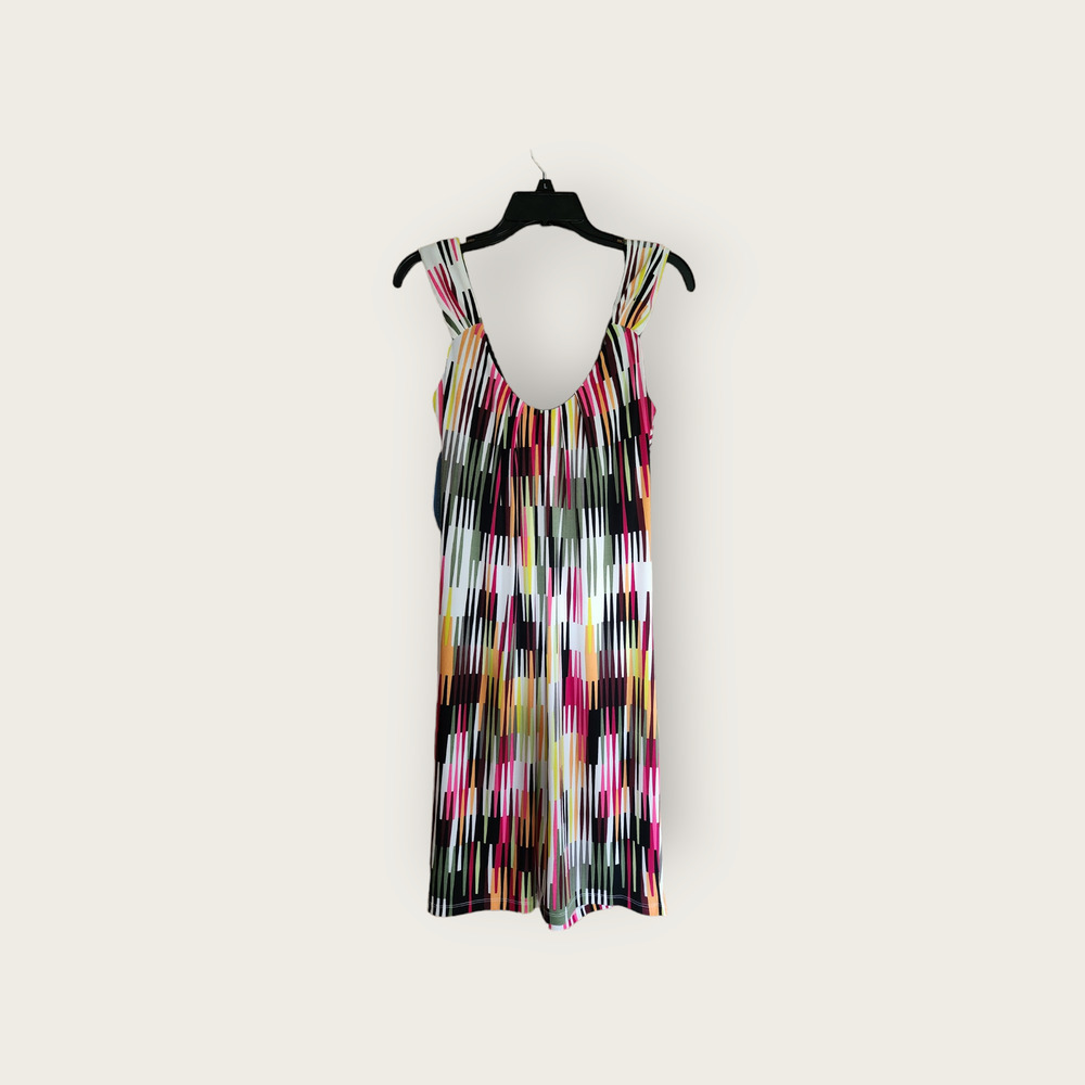 London Times Multi-colored Geo Pattern Sleeveless Stretch Midi Dress Size 12 NWT - Picture 2 of 7